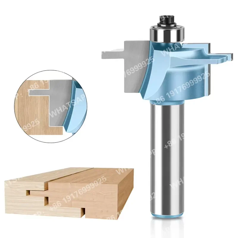 12mm Shank Straight Flute Router Cutter Adjustable Tongue and Miter Woodworking Bearing Router Bits Used on Mdf 1/2