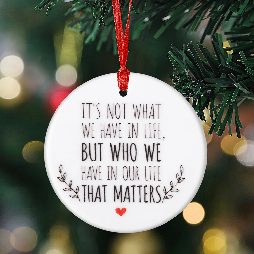 

1 шт., круглый керамический домашний декор, подвеска в виде рождественской елки, подвесной декор для окна, камина и сада, праздничные подарки для вечеринок