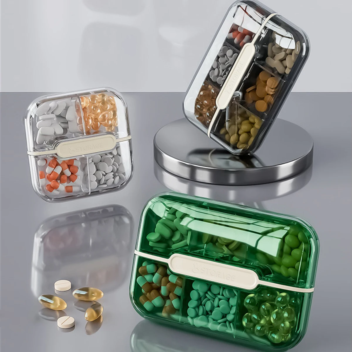 High transparency moisture-proof and dust-proof portable pill storage box, mini outdoor travel small pill box