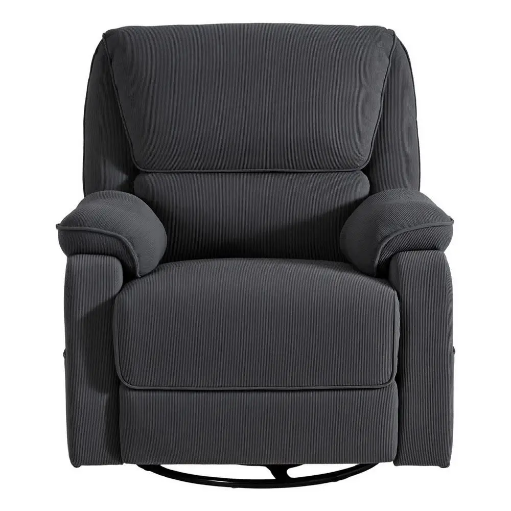 &360 Swivel Rocking Recliner Chair with Massage Heating Manual Reclining Upholstered Comfort Seat for Living Room Bedroom Home R