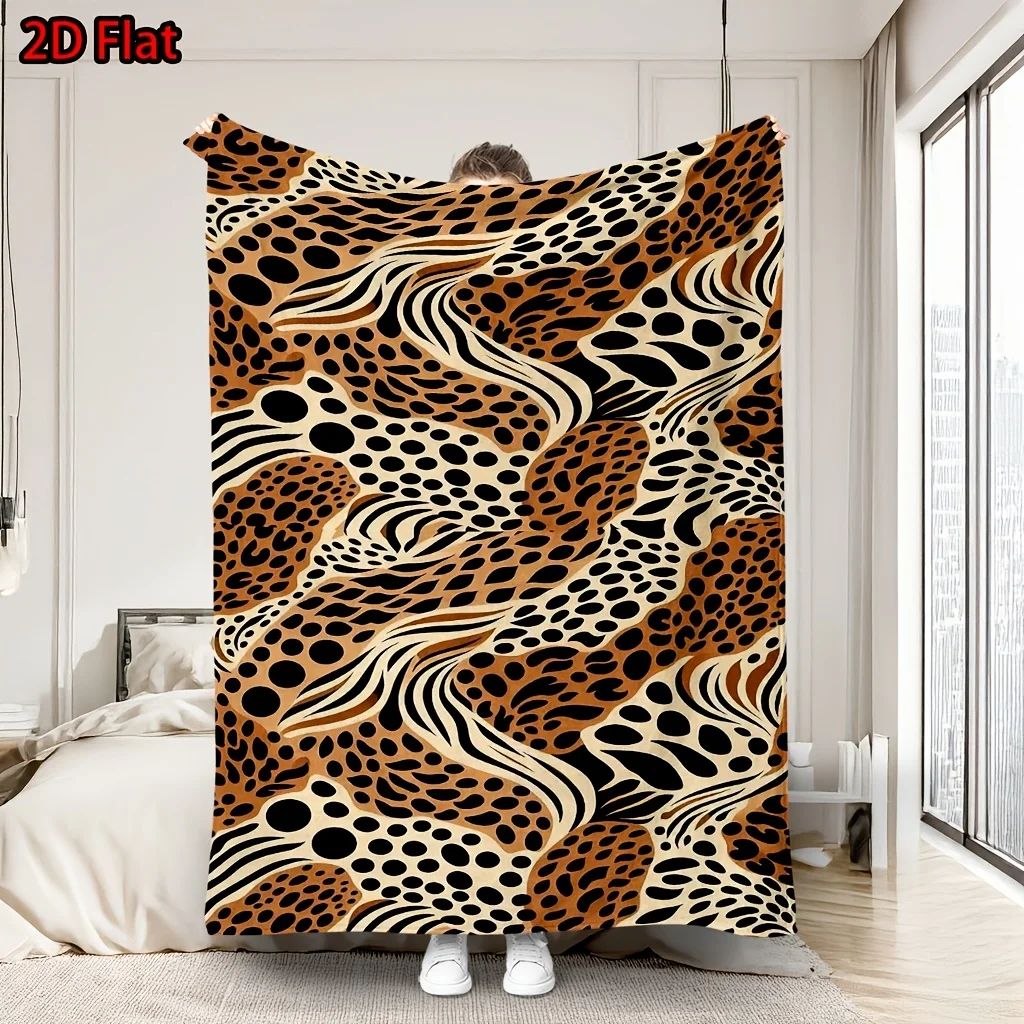 Luxurious Animal Print Throw Blanket Jungle Leopard Spot Bedspread Fleece Throw for Sofa Couch Boho Home Decor Winter Accent