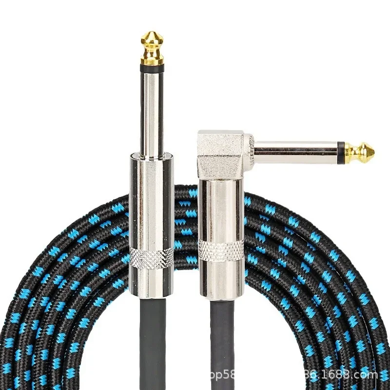 Electric Guitar Cable Braided 1/4 Ft Jack 90 Degree TS 6.35MM Audio Mono Cable Bass Electric Box Audio Cable Noise ReductionCabl
