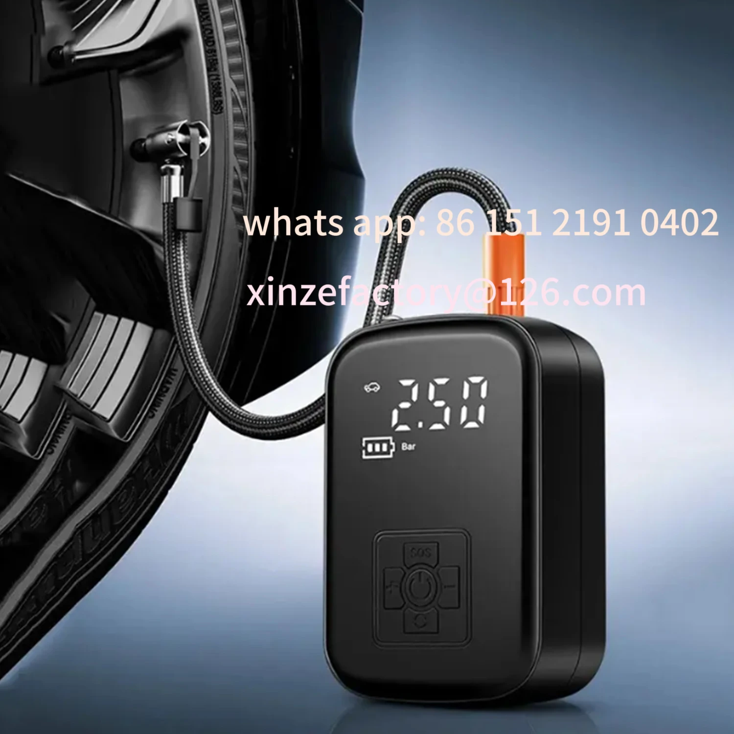 Customizable Wireless Portable Car Air Pump Digital Display Multi-function Tire Basketball Bicycle Emergency Inflator Pump for T
