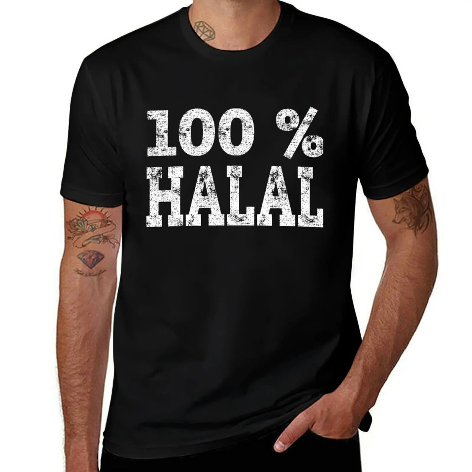 Funny 100% Halal Shirt Fasting Ramadan Muslim Tee Gift T-Shirt man t shirt luxury T-Shirt