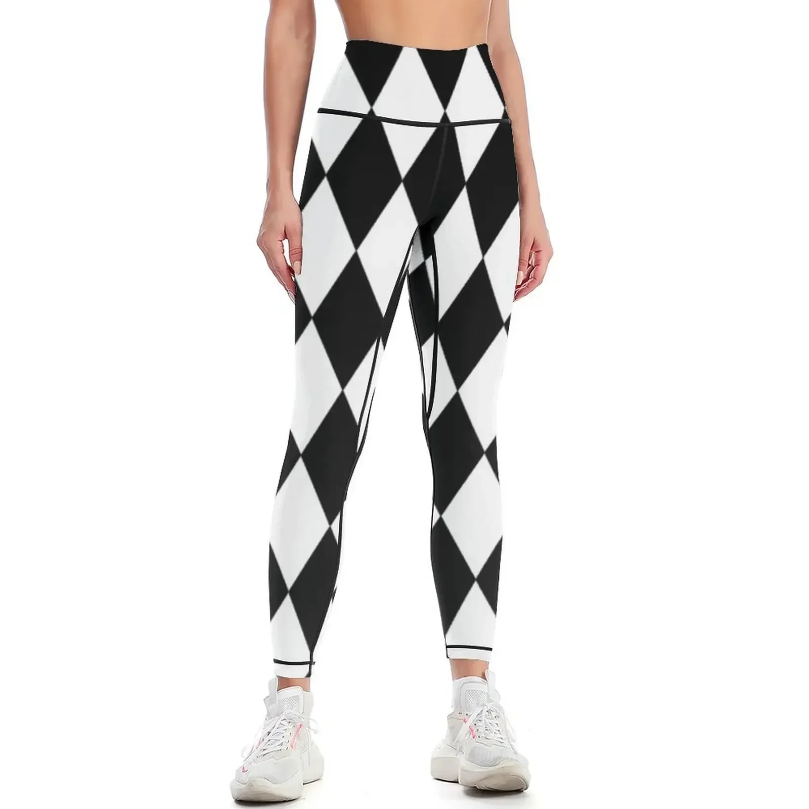 

Black and White Harlequin Pattern Leggings high waist sports tennis for for girls sports woman gym Womens Leggings
