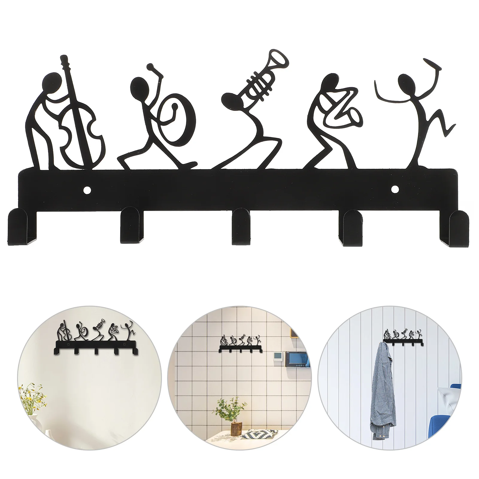 

Musical Instrument Hook Decorative Key Holder Hooks Wall Mounted up with 5 Iron Rack Organizer