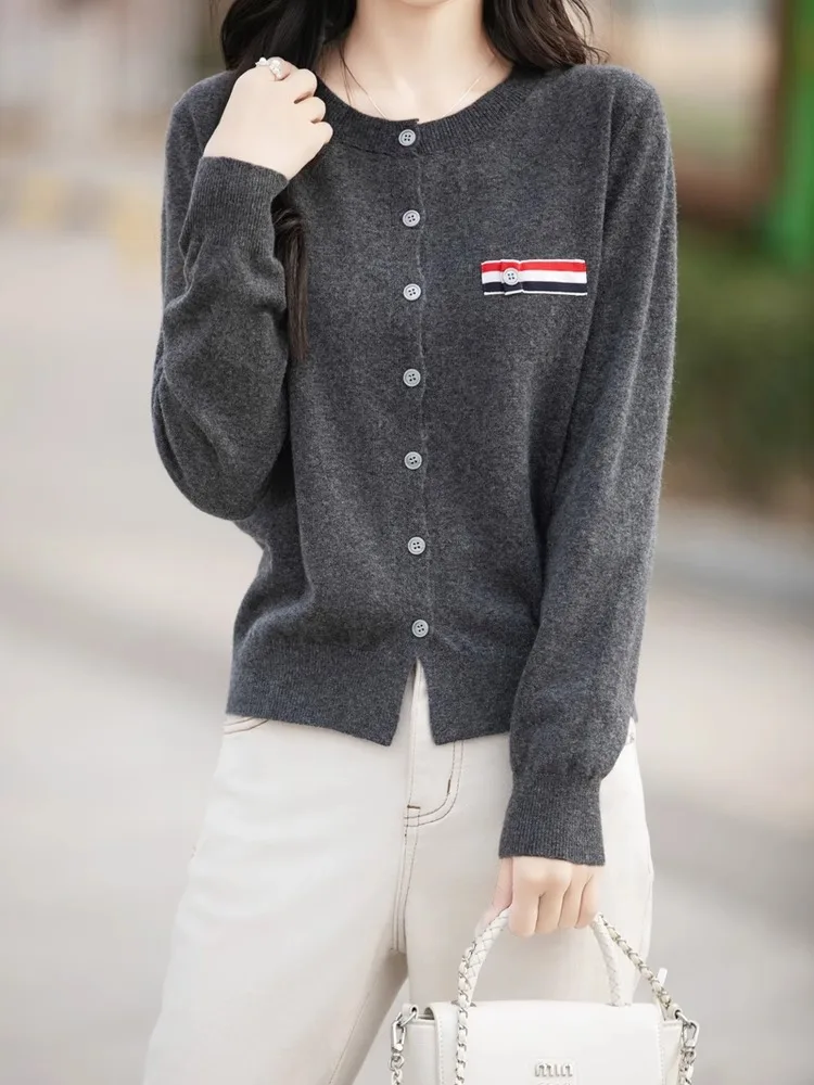 Cardigan ouvert tricoté Long Sve pour femme, vêtement d'extérieur, manteau d'université, petit irt, nouvelle collection printemps automne