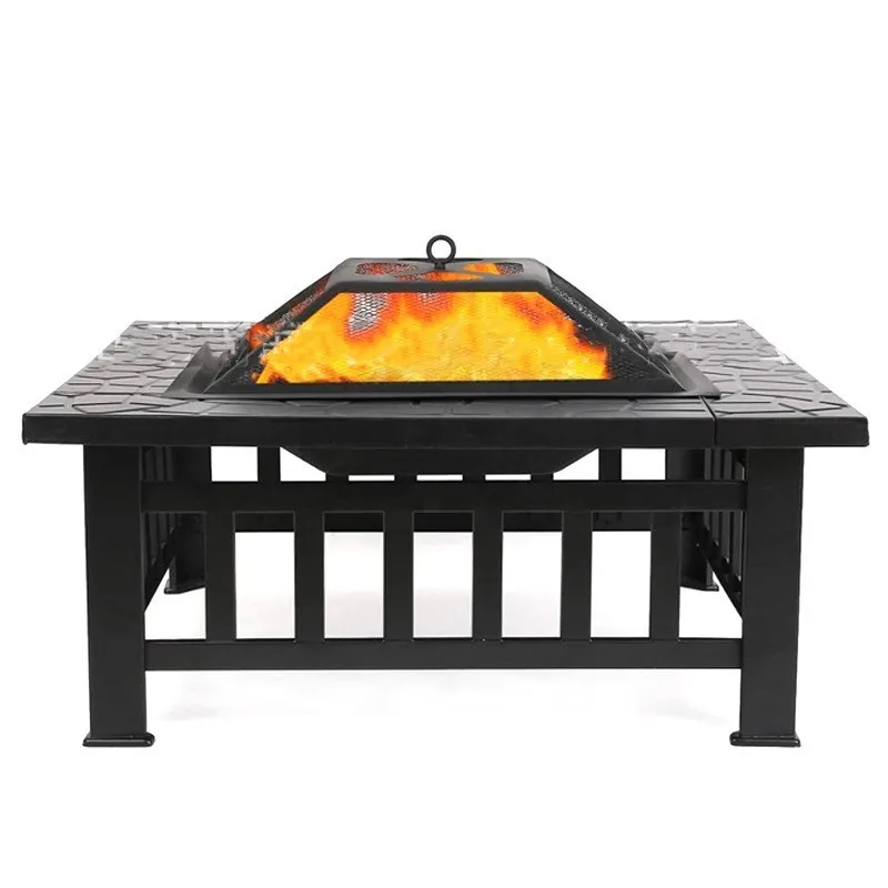 

Charcoal-Fired Tea-Brewing Table Wood-Burning Stove Outdoor Square Barbecue Grill Multi-Functional Barbecue Table