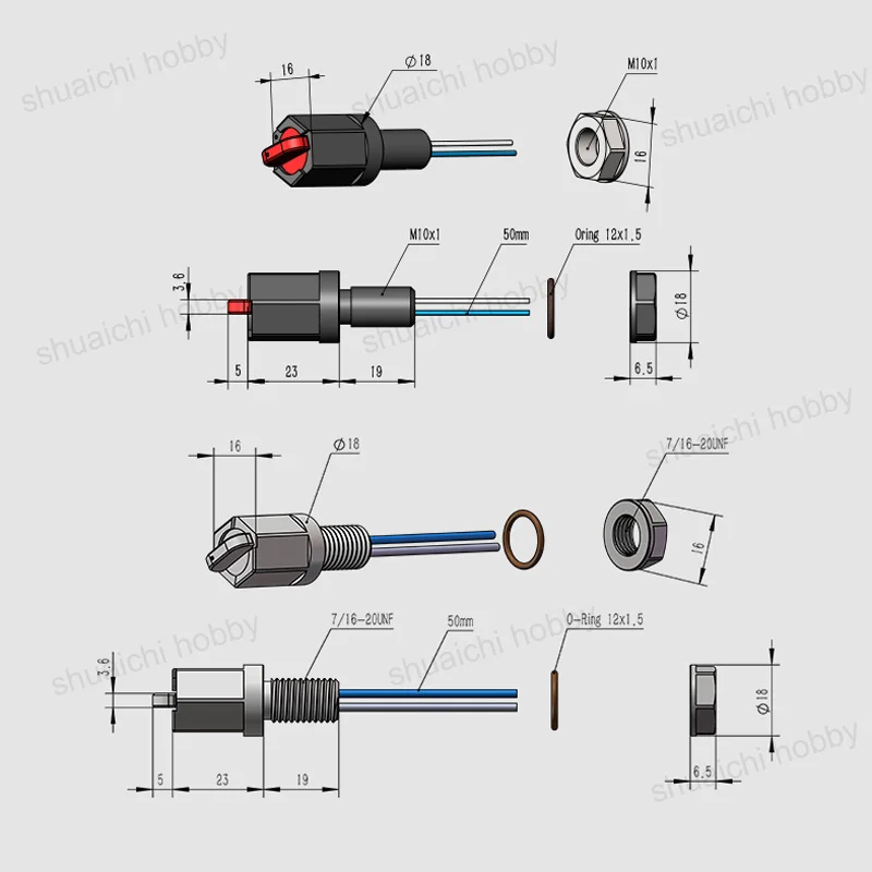 M10 Knob Type Weak Current Waterproof Switch Deep Ocean Underwater On-off DIY Kit 1000m Depth for RC ROV Robot Spare Parts