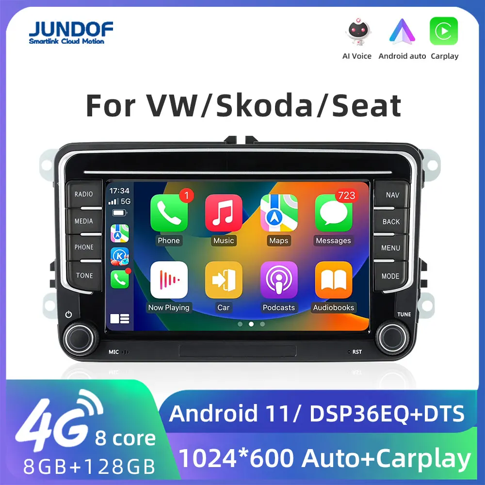 Jundof Android Auto Radio Voor Volkswagen Vw Passat B6 B7 Cc Tiguan Touran Golf Polo Carplay 4G Auto Multimedia Gps 2din Autoradio