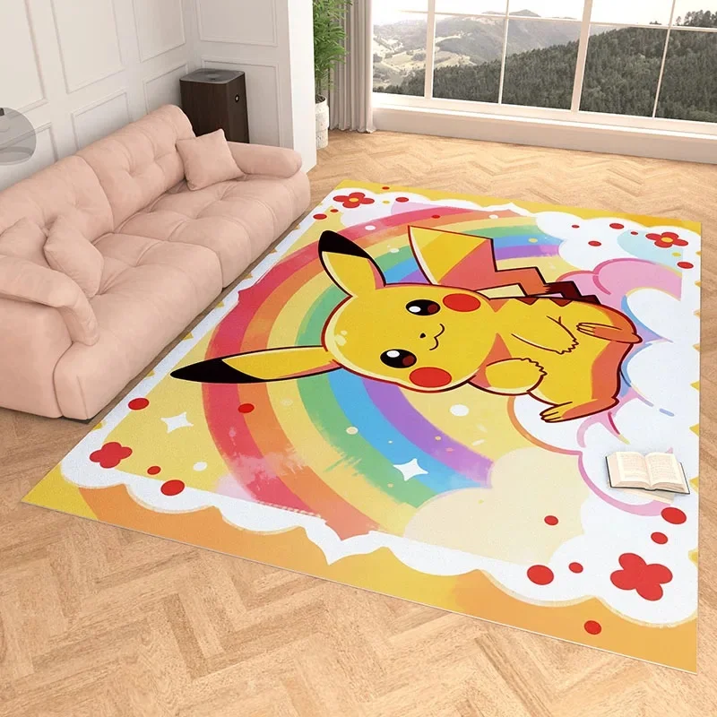 Area Rug, Faux Cashmere, Pikachu 3D Print, Soft Water Absorbent, Bright Pastel Festive Household Area Mat