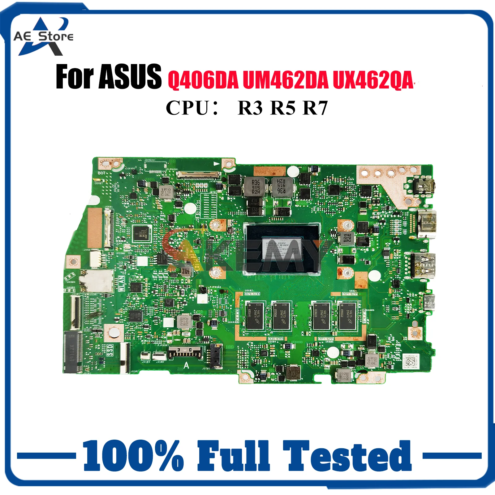 

UX462DA Материнская плата для ноутбука ASUS ZenBook UX462QA UM462DA Q406DA UX462D UX462DA Материнская плата с процессором R3 R5 R7 100% tests OK stk