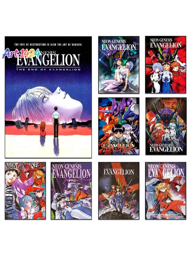 Anime Neon Genesis Evangelion Poster 90er Jahre Wanddekoration Vintage Japanische Animation Wandkunst Japan Manga EVA Leinwandgemälde Geschenk