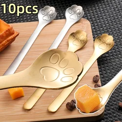 10/1PCS 크리 에이 티브 귀여운 고양이 발톱 401 스테인레스 스틸 스푼 아이스크림 커피 차 디저트 스푼 주방 식기 액세서리