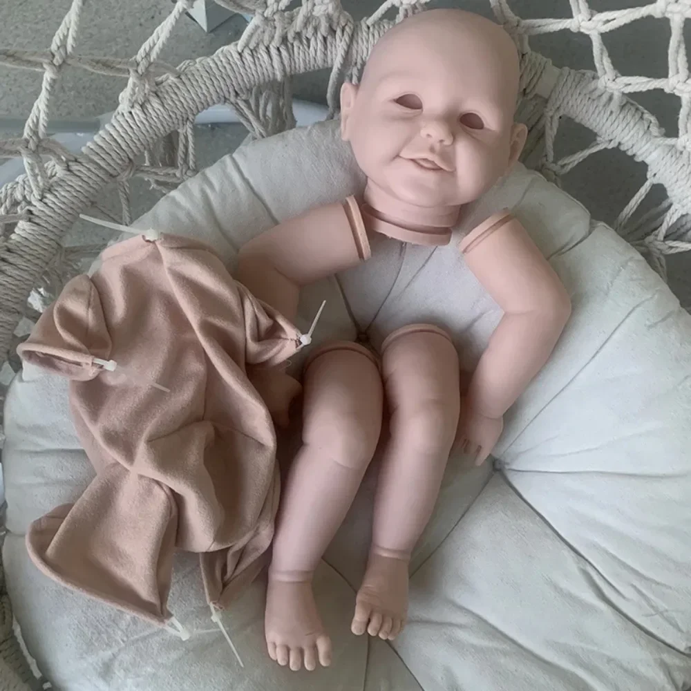 NPK 20''Unpainted Unfinished Doll Parts with Body and Eyes Kit Reborn Baby Doll Kit Abigail Smile Baby Bebê Reborn Muñecas Bebe