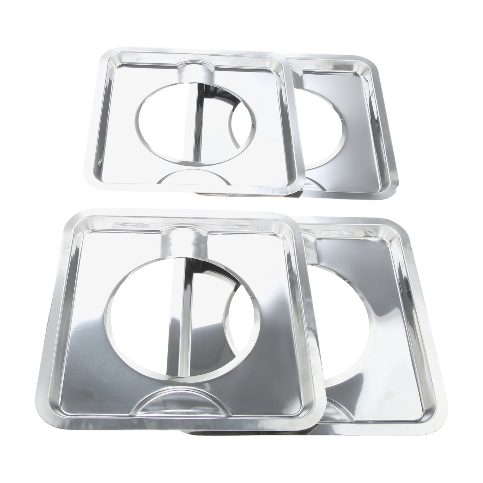 4PCS Square Drip Pans Black Silver Burner Drip Pan Durable Replacement BN24 SGP-400 For Amana Frigidaire Kenmore Whirlpool