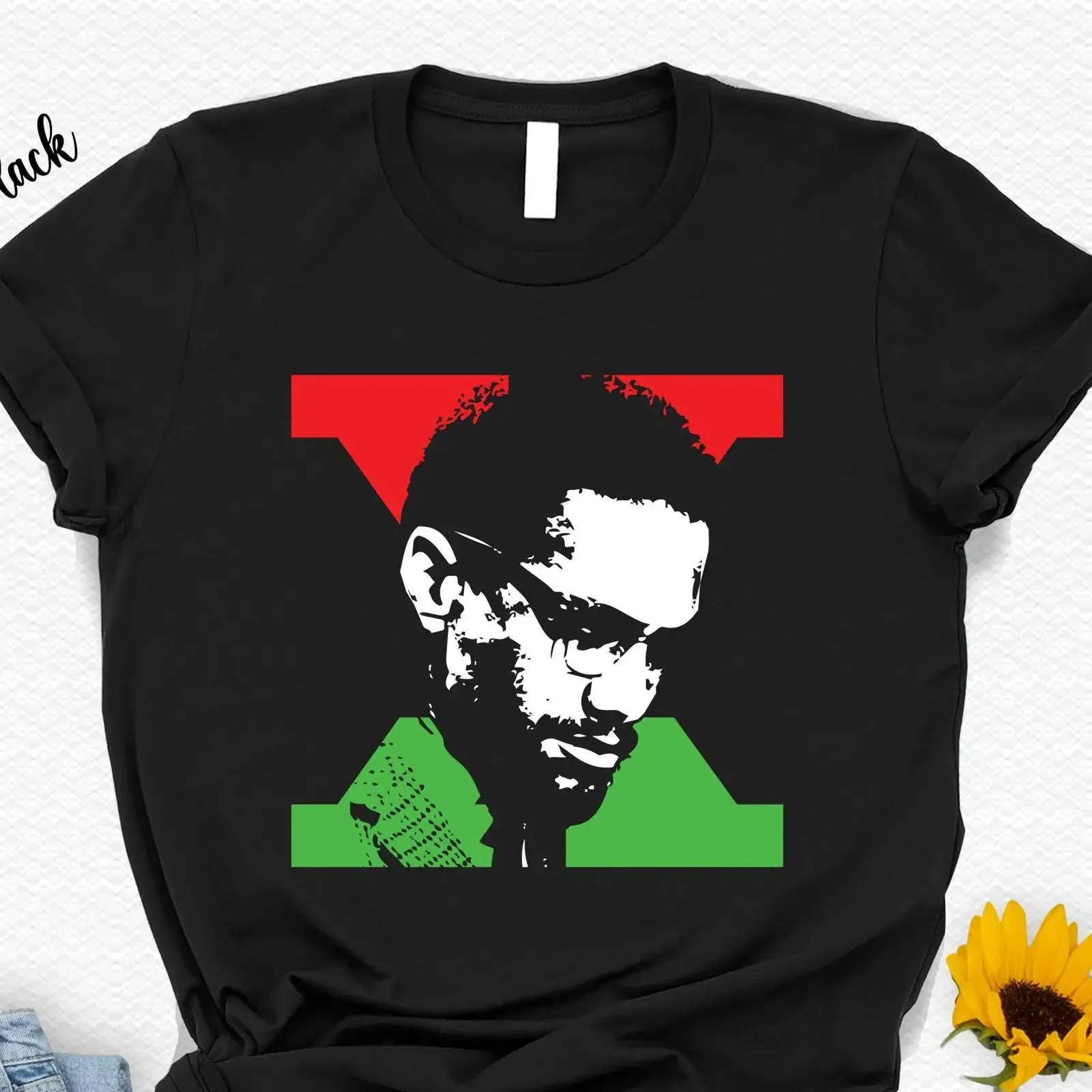 Malcolm X T Shirt Black History Month Culture  vintage Washed designer clothes Slightly Breathable Stylish Comfortable
