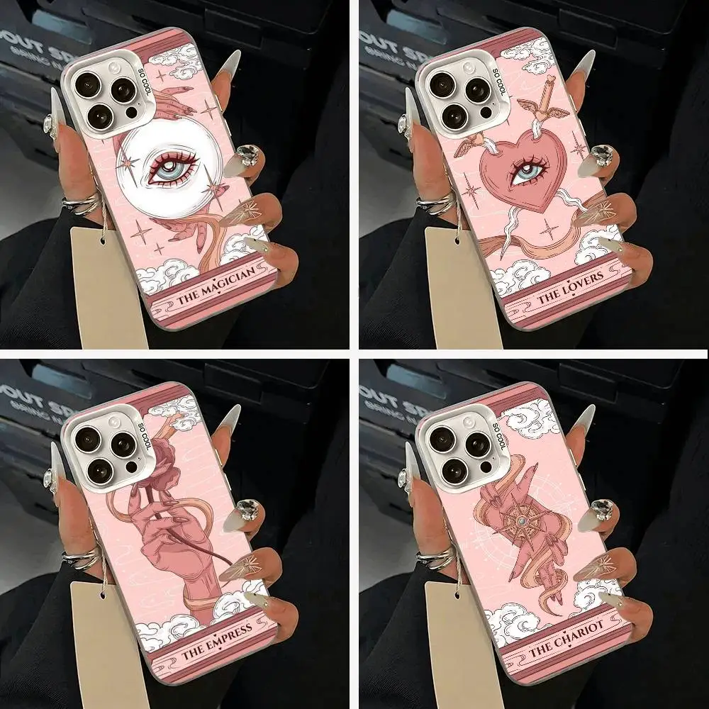 

Tarot Aesthetic Phone Case For iPhone 11 12 13 14 15 16Pro Max Plus white Sliver Phone Cover