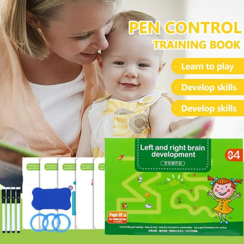 Write And Wipe Pen Control Funny Preschool Wipe Clean Books Kid Educational Toys For brain game 3 Years Kids Girls Boys Teens