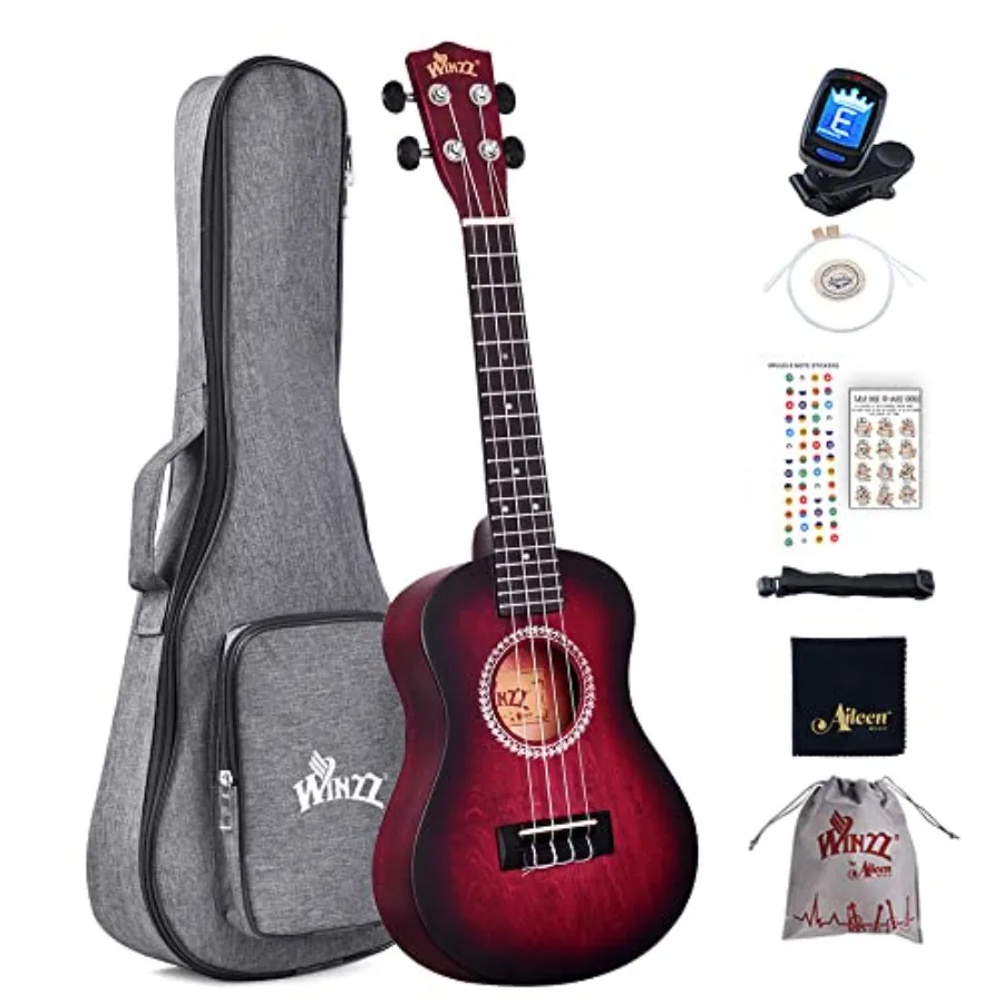 

Concert Ukulele 23 Inch Red Beginner Set for Adults with Unique Color Design