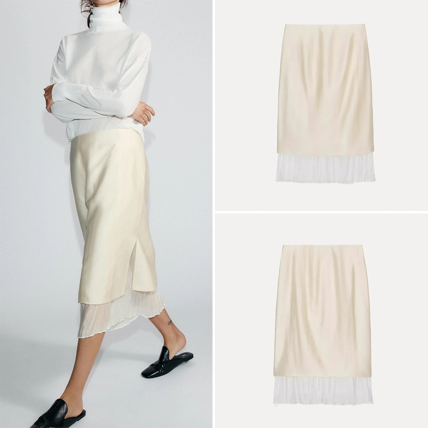 

Faionable Midi Skirt Women's Spring 2026 New Arrival Casual Spliced Mid-Length f Skirt Casual Sle Ladies' Skirt