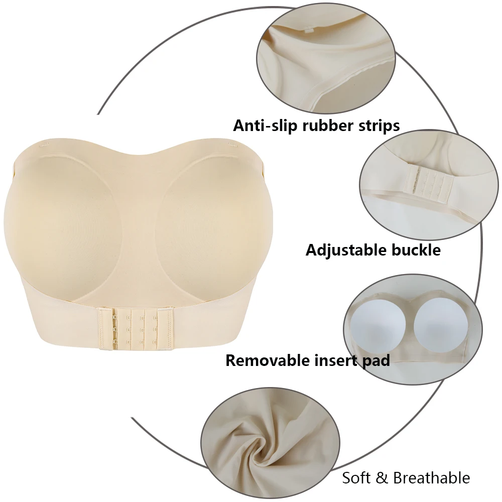 Dámská sexy push-up podprsenka XL-4XL, bez kostic, prodyšná, protiskluzová, s odnímatelnými ramínky, push-up podprsenka pro větší prsa, velikost 2025 - náhled 6