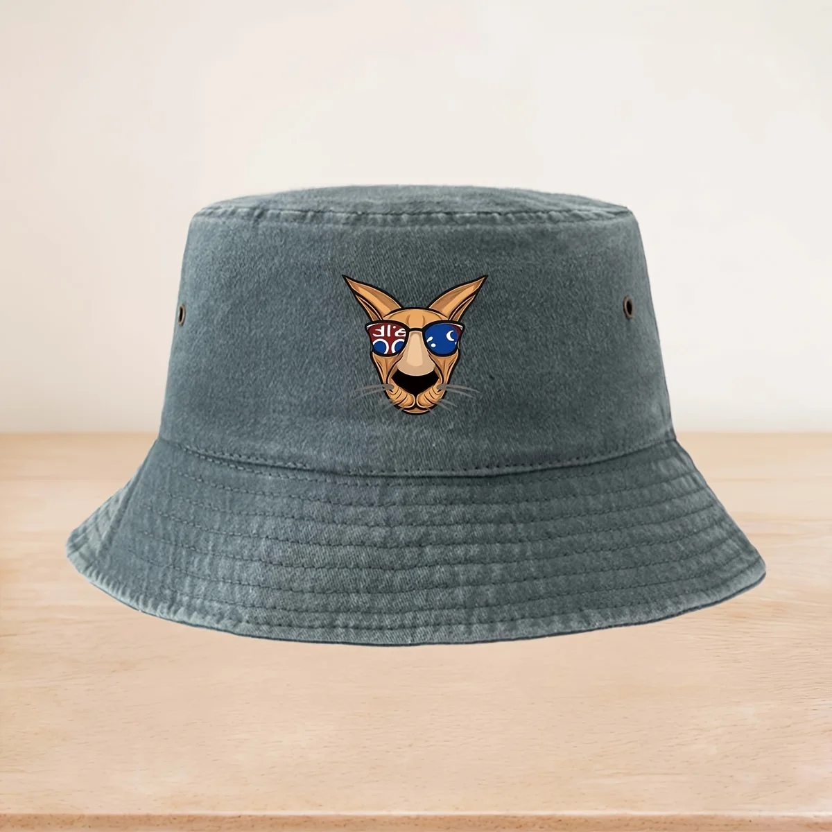 A High-quality Bucket Hat Featuring a Fashion Glasses-wearing Cat Print, a Casual-style Fishing Hat, a Durable Trucker Bucket Ha
