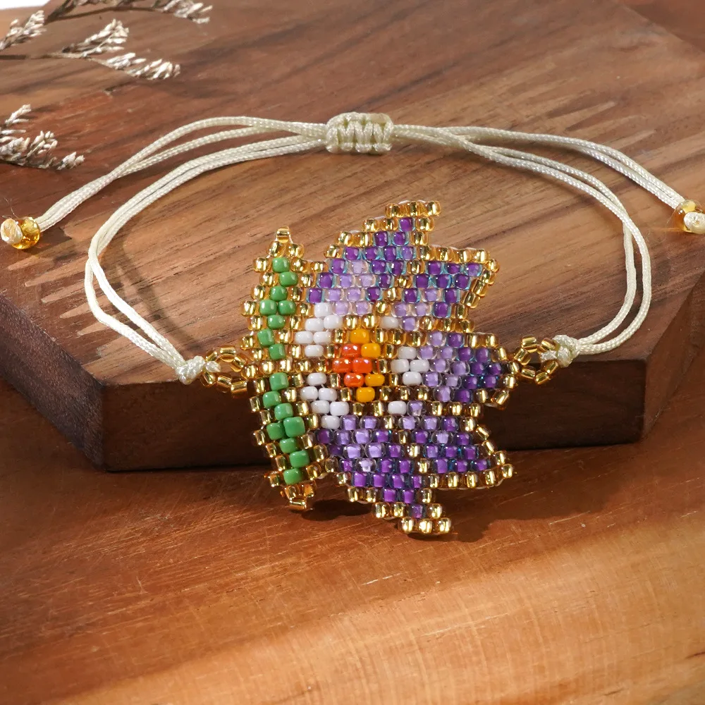 ZGMXR Rice bead bracelet Lotus Originality Hand knitting Bohemia Design Adjustable Fashion Chroma Female Simple Beaded bracelet