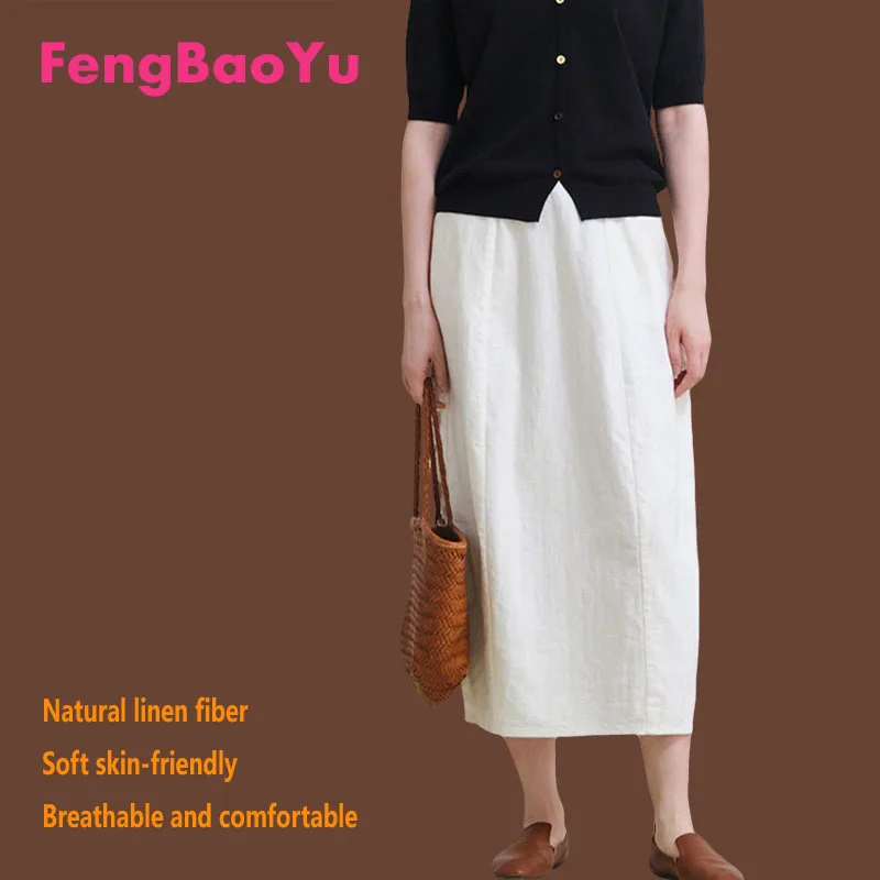 

Платье-полушорочка Fengbaoyu Natural 100% для женщин, свободного кроя, с завышенной талией, в простом стиле, средней длины, дышащее и влагоотводящее
