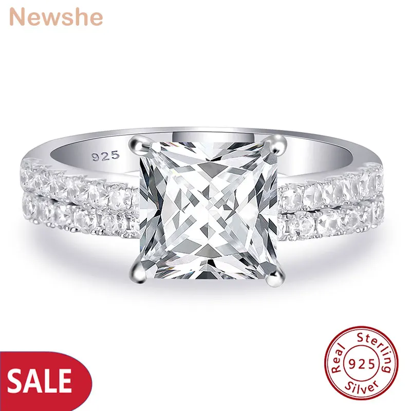

Оригинальное обручальное кольцо Newshe из серебра 925 пробы, комплект обручальных колец для женщин, 4 карата, огранка принцессы AAAAA CZ, распродажа ювелирных изделий