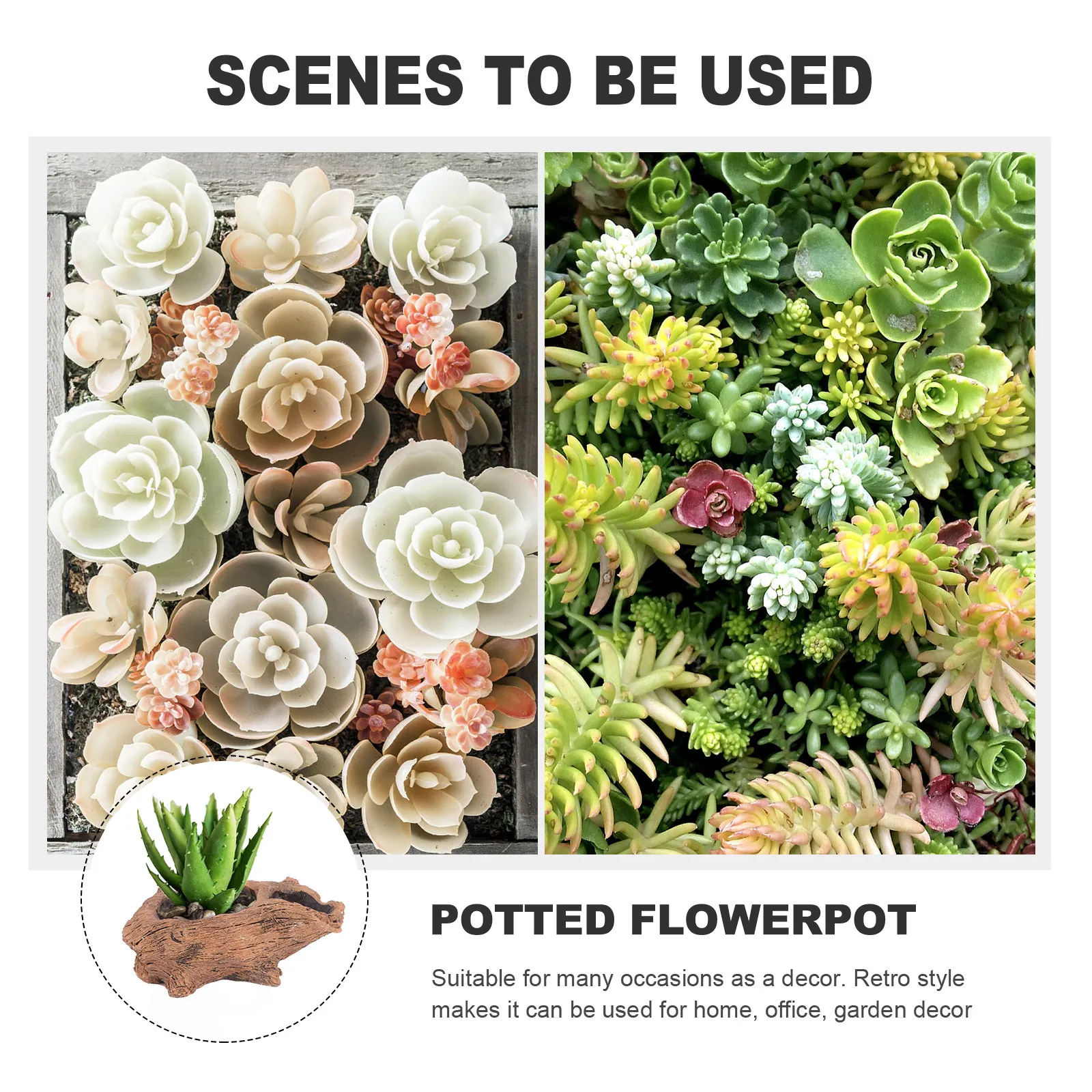 1Pcs Cement Flowerpot for Succulents Imitated Wood Style Planter with Holes Creative Retro Home Desktop Garden Decor Succulent