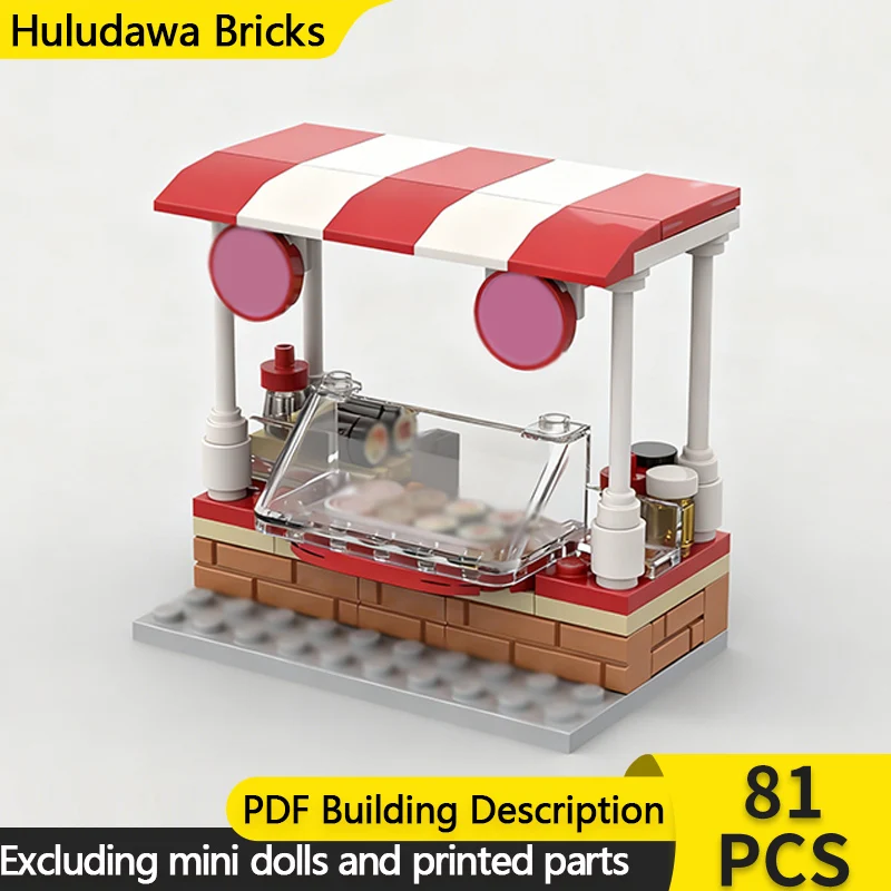 

City Street View Model MOC Building Bricks Small Sushi Stand Modular Technology Children Holiday Gifts Assemble Toys Suit