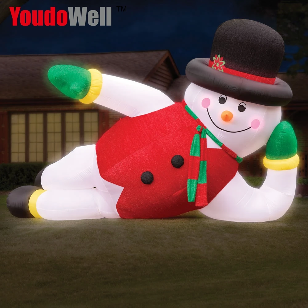 Inflatable outdoor, festive Christmas lying snowman, yard decoration