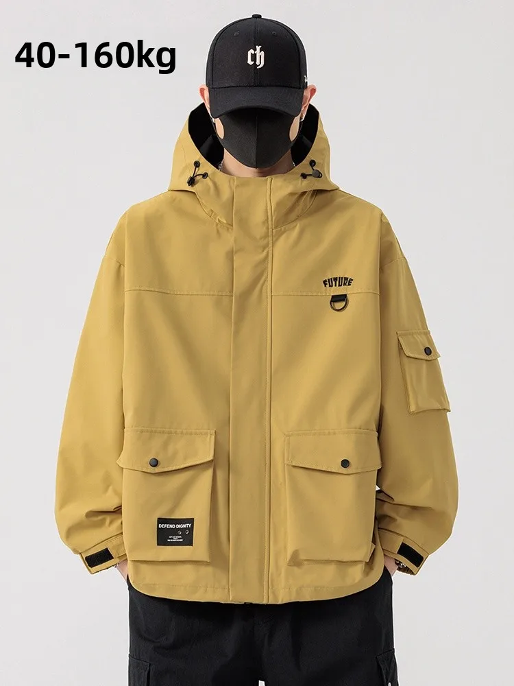 

Мужская куртка оверсайз, повседневная, свободного кроя, для весны и осени, рабочая одежда, модная, больших размеров, городская, из дышащего полиэстера, на молнии