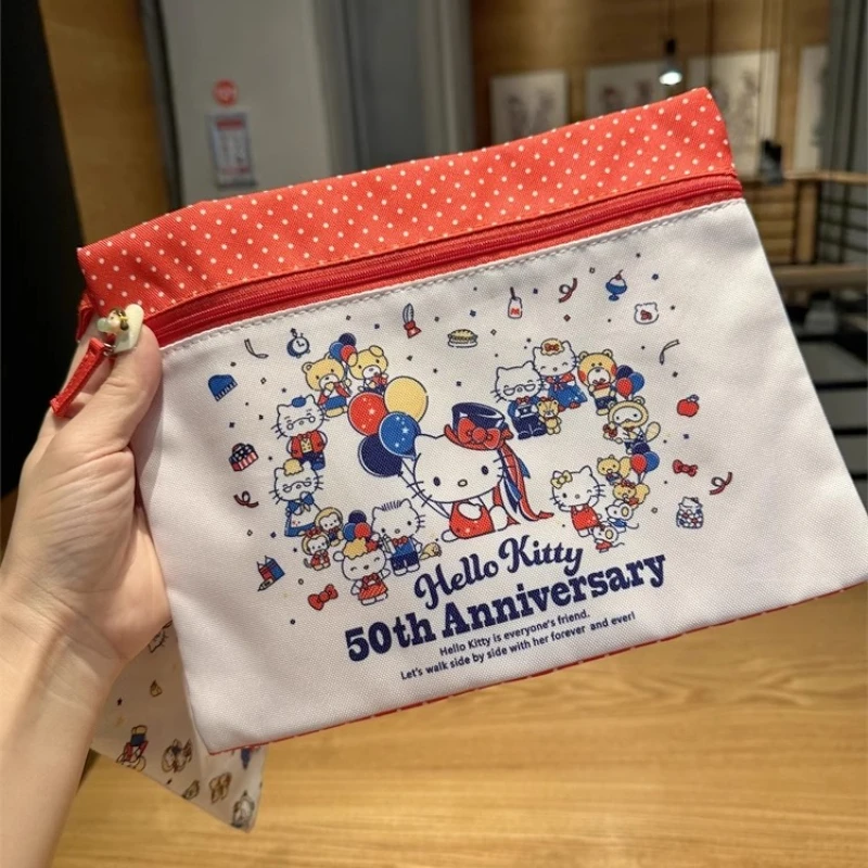 sanrio cute cartoon certificate bag multi-function 3 pieces hello kitty coin wallet file storage bagportable washing and rinsing