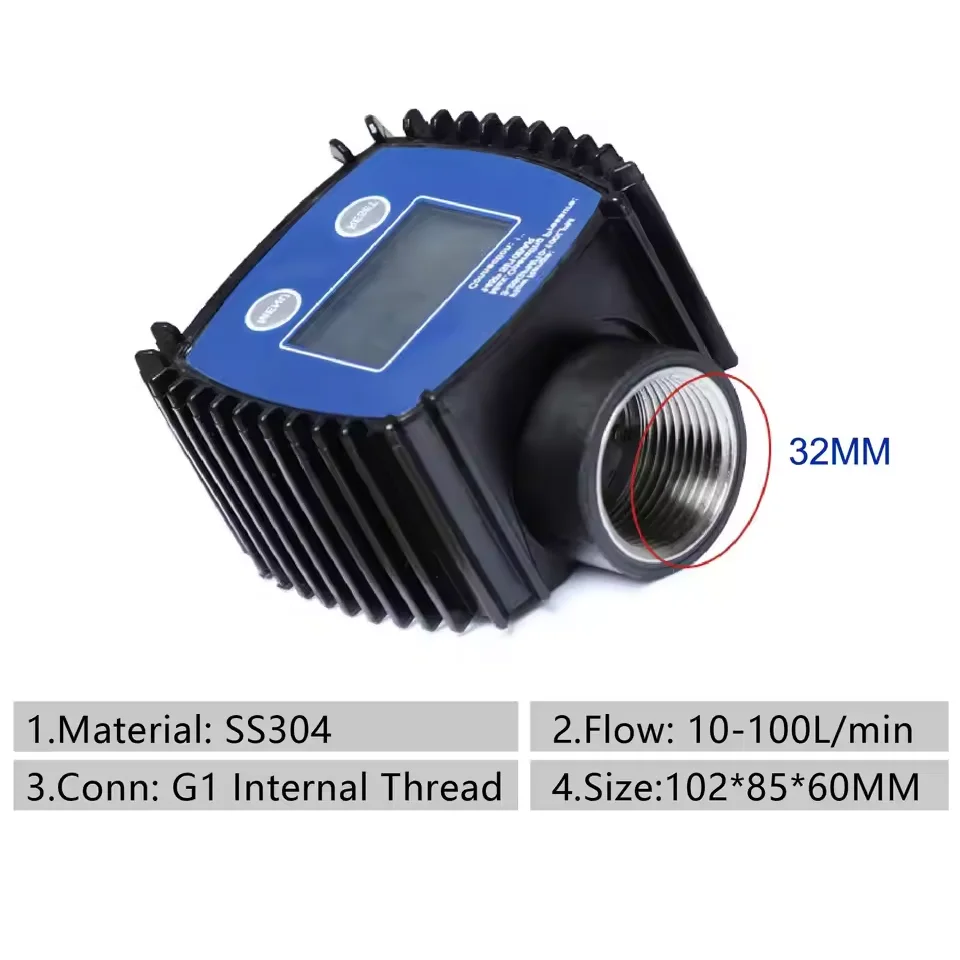 K24 Elektronische Turbine Flowmeter Kunststof Roestvrij Draad Hoge Precisie Digitale Gear Flowmeter voor Water Ureum Diesel Benzine