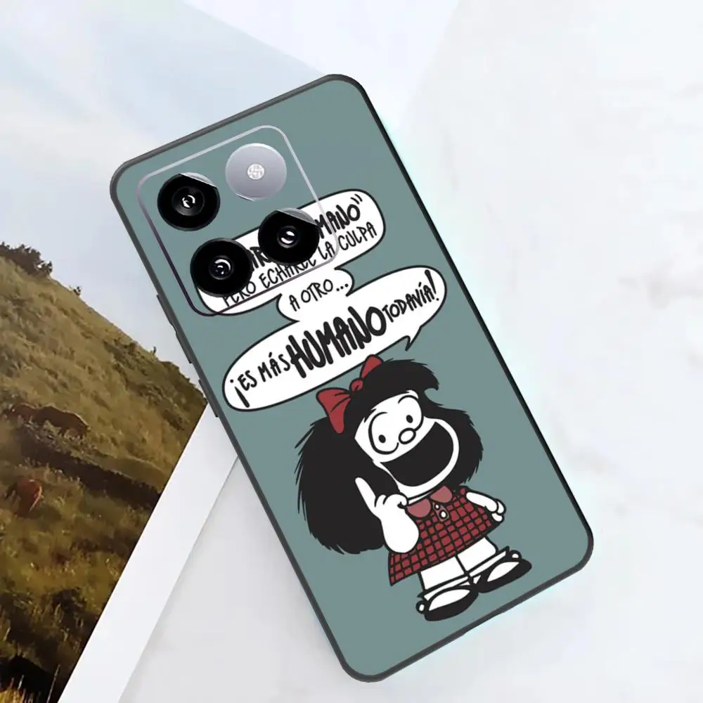 Humor-M-mafalda Phone Case For Xiaomi 14 Ultra 14 13T 13Pro 13 12T 12 11T 11i 11 Black Silicone Case