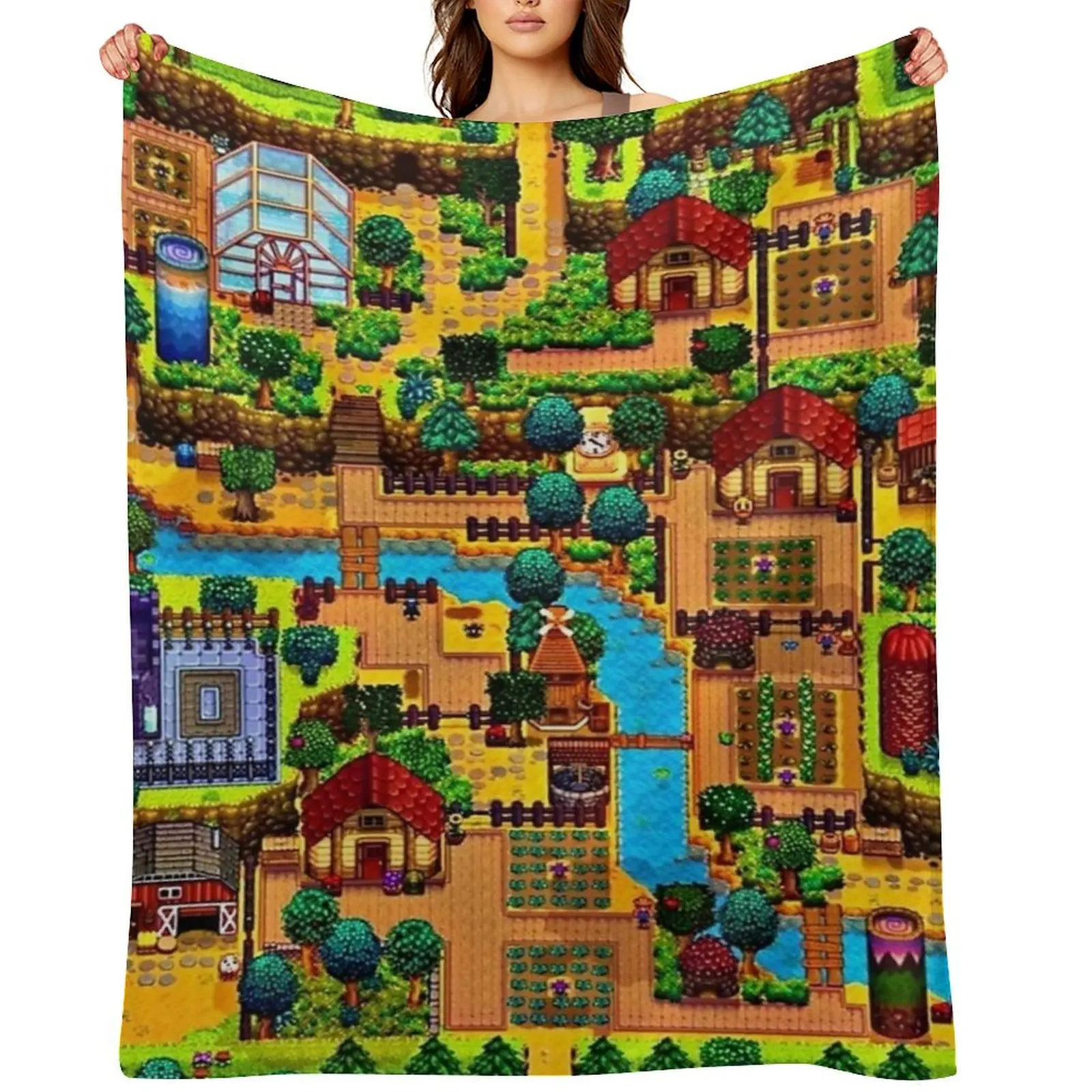 Stardew valley map Throw Blanket Shaggy Baby blankets ands Fashion Sofas Blankets