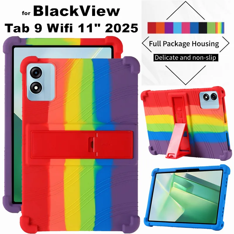 for Blackview Tab 9 Tab9 WIFI 2025 11 Inch Android 14 Tablet Case Super Shockproof Soft Silicone Protective Case Stand Cover