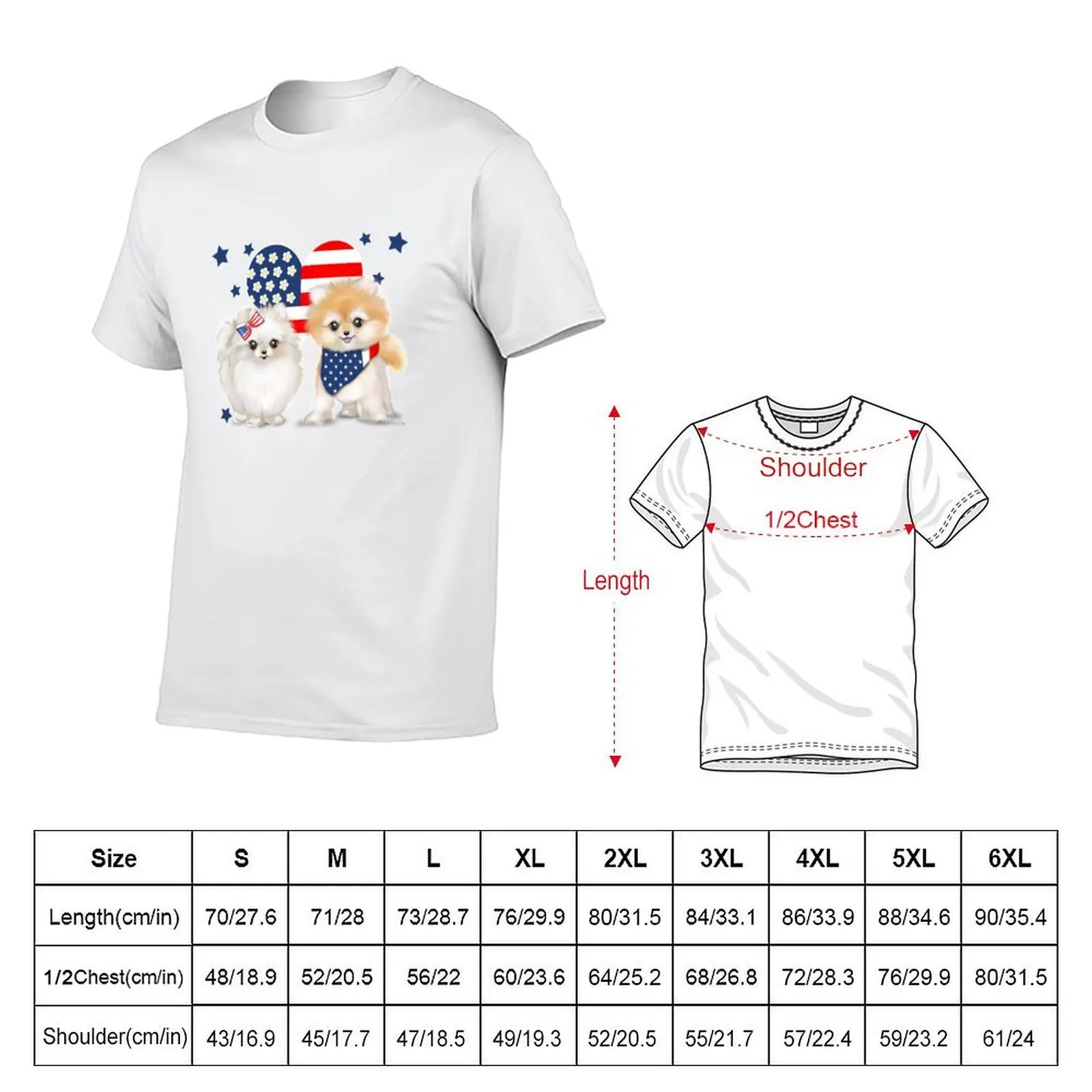 Patriotic Pomeranians ByCatiaCho T-Shirt plus size clothes customs design your own big and tall t shirts for men