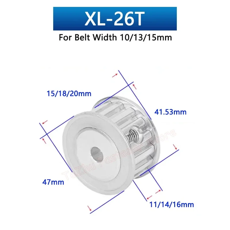 1pc 26 28 Teeth XL Timing Pulley 26T 28T Aluminium Synchronous Wheel Slot Width 11/14/16mm Bore 5 6 6.35 8 10 12 12.7 14 15-25mm