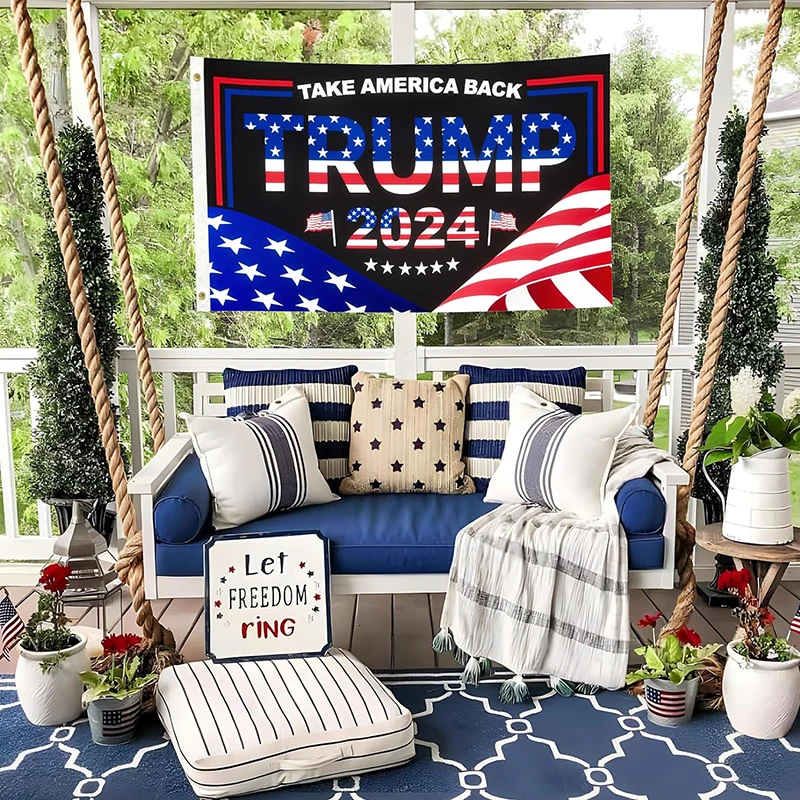 Trump 2024 Flag Take America Back 3x5 FT President Trump Flag For Indoor Outdoor 1 Ply UV Fade Resistant With V2 Brass Grommets