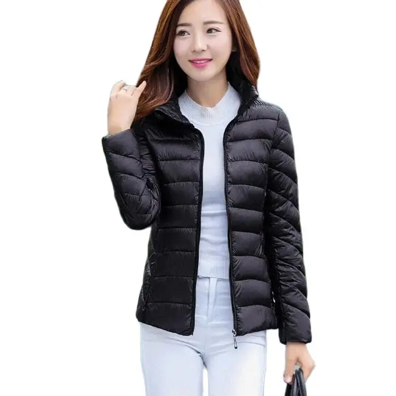 

Thin Anti-season Short Cotton-padded Stand Collar Black Ultra-light Cotton-padded Fashion Loose Winter Coat Woman