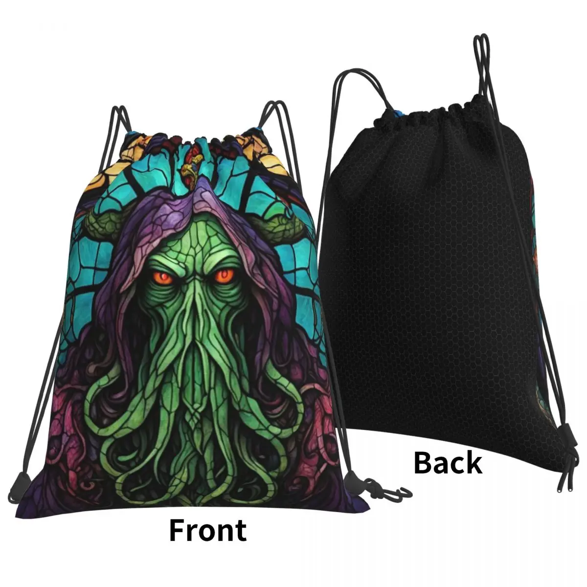 Cthulhu Stained Glass Tentacles Backpacks Casual Drawstring Bags Storage Bag Book Bags for Man Woman School