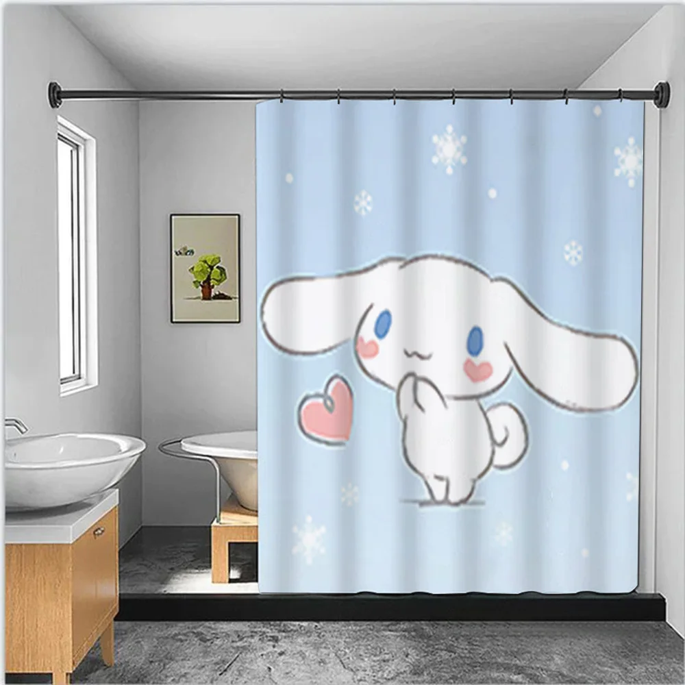 Cartoon Cinnamorol Shower Curtain Waterproof Polyester Fabric Paint Colorful Bath Curtains Home Bathroom Decor Curtain With Hook