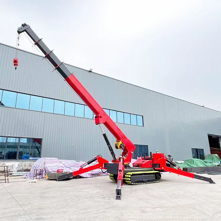 1/2/3/5/6Ton Mini Crawler Spider Crane with Telescopic Boom , Wireless Remote Control , Fly Jib for High Reach Work