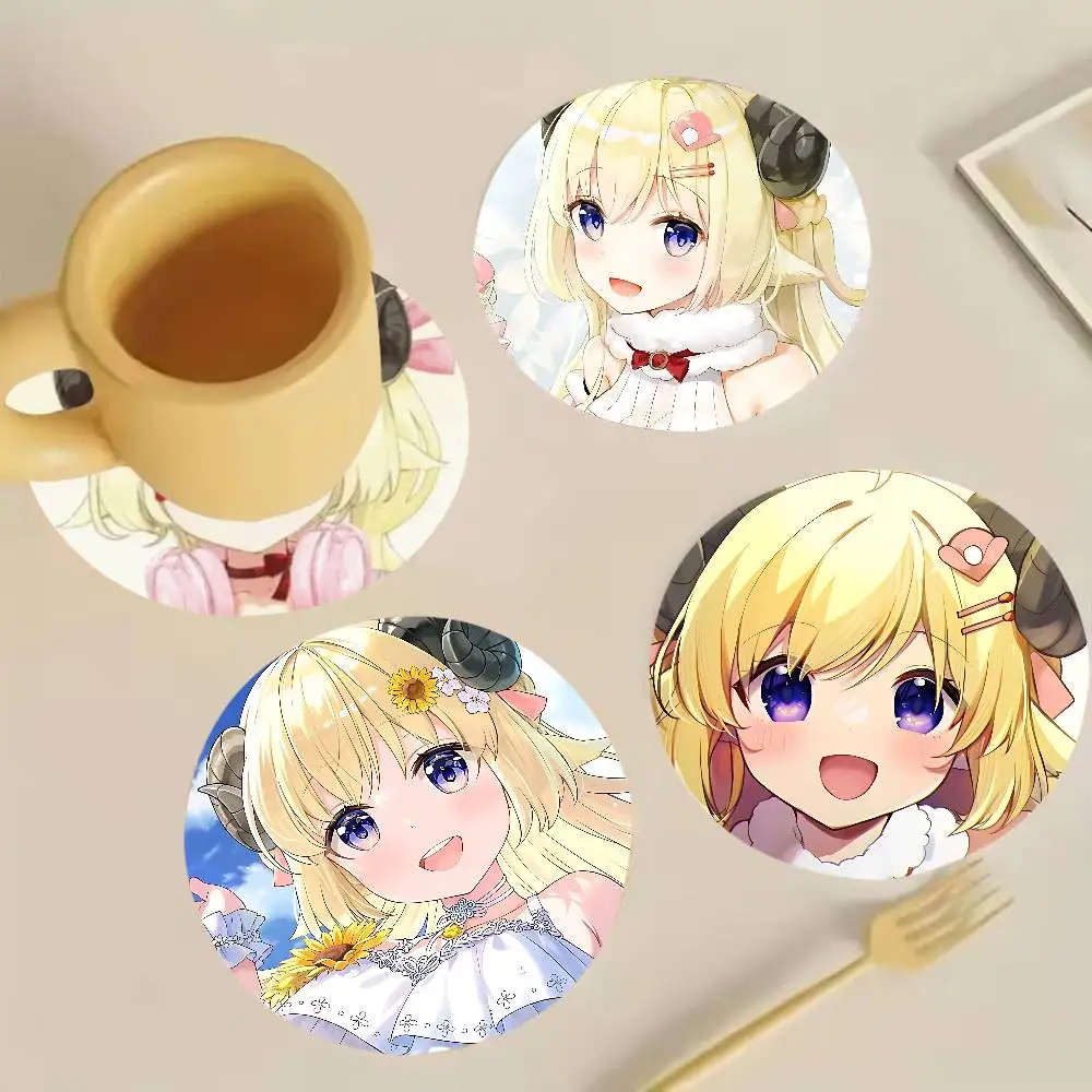W-Watame Round Wooden Coaster Decorative Coffee Cup for Use in Coffee Shops Bars 2