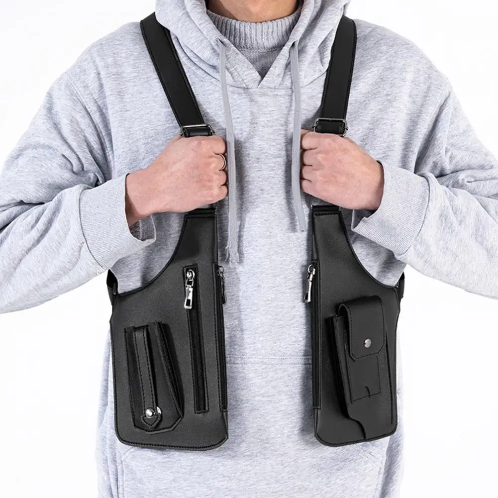 Armor Wallet Anti-theft Faux Leather Underarm Shoulder Holster Adjustable Chest Pouch Wallet Anti Pickpocket Phone Bag for Men