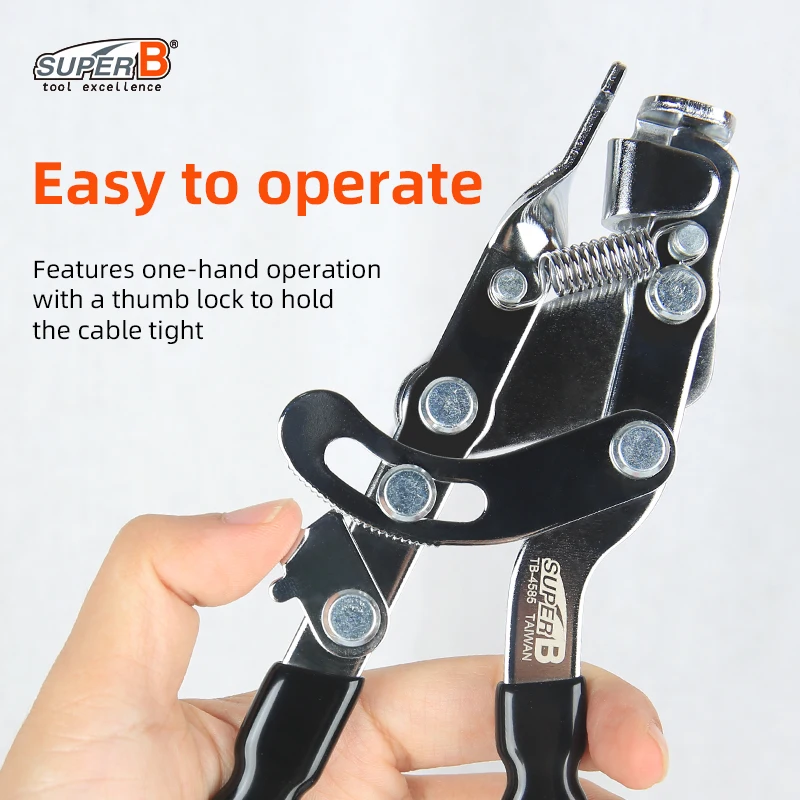 SUPER B TB-4585 Bicycle Brake Gear Inner Cable Puller Shifting Cables Stretcher Pliers Tool With a Thumb Lock Bike Repair Tools