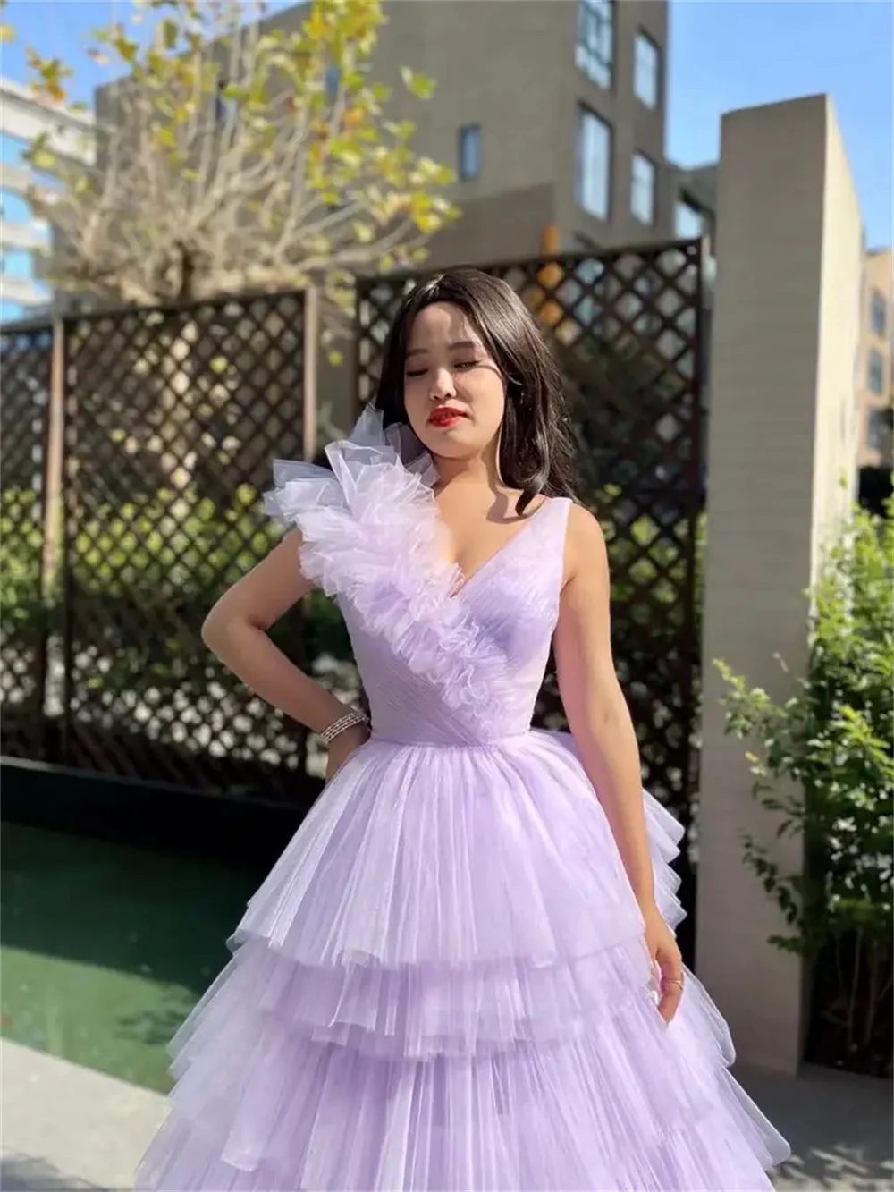 Lavender Purple Prom Dress Multiple Layers Of Tulle Evening Dress فساتين السهرةFormal Occasions Elegant Lady Wedding Party Dress